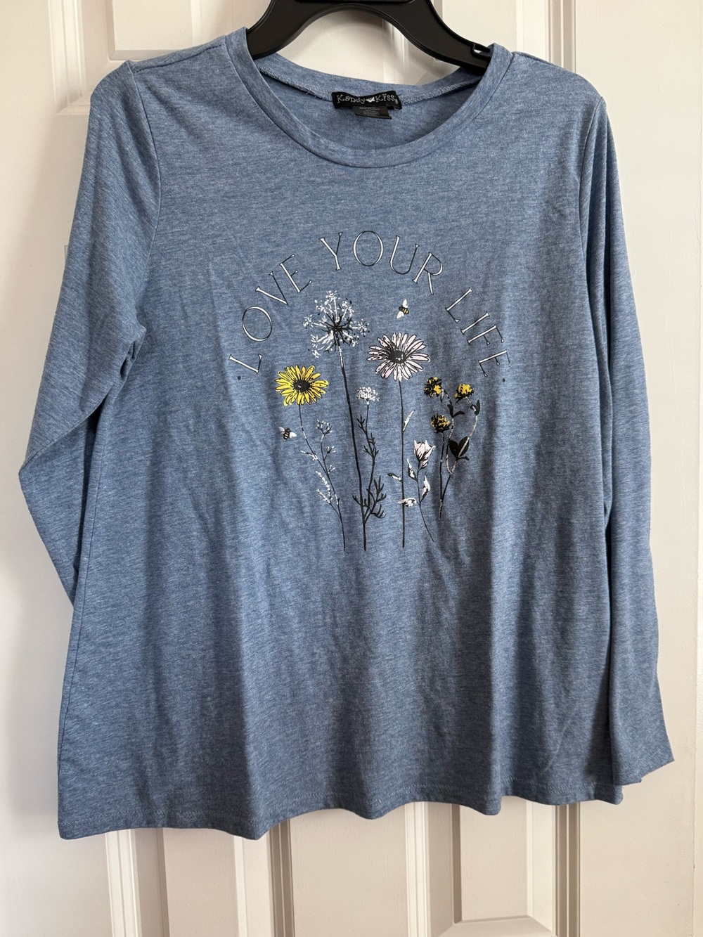 Kids Long Sleeve Tee - Light Blue "Love Your Life" Floral